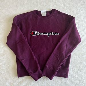 Champion Sweatshirt with Embroidered logo | Berry / Maroon color XS